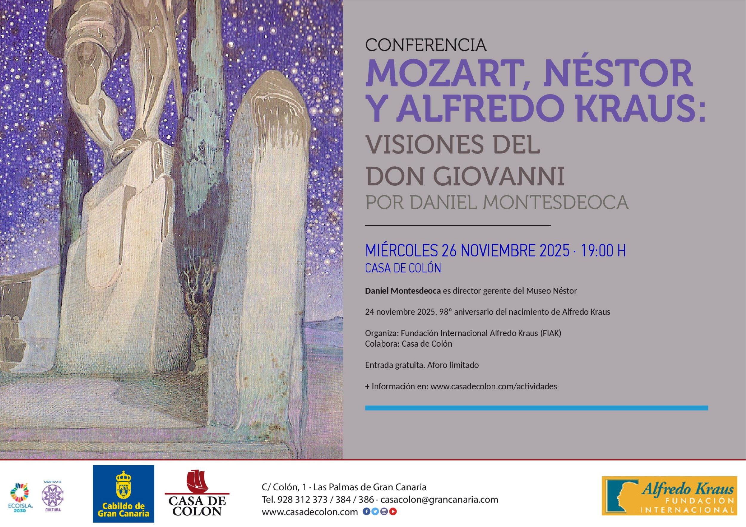 La FIAK conmemora el 98 aniversario del nacimiento de Alfredo Kraus con el tradicional concierto homenaje, una ofrenda floral y una conferencia