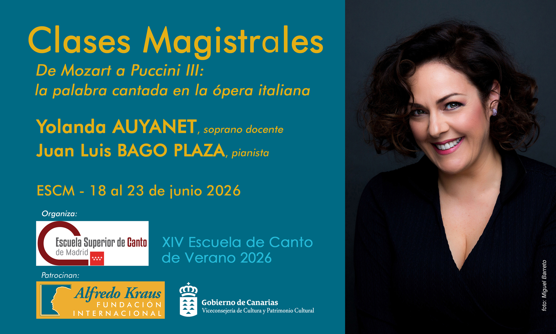 La FIAK impulsa las clases magistrales de ópera italiana, con Yolanda Auyanet, en la Escuela Superior de Canto de Madrid