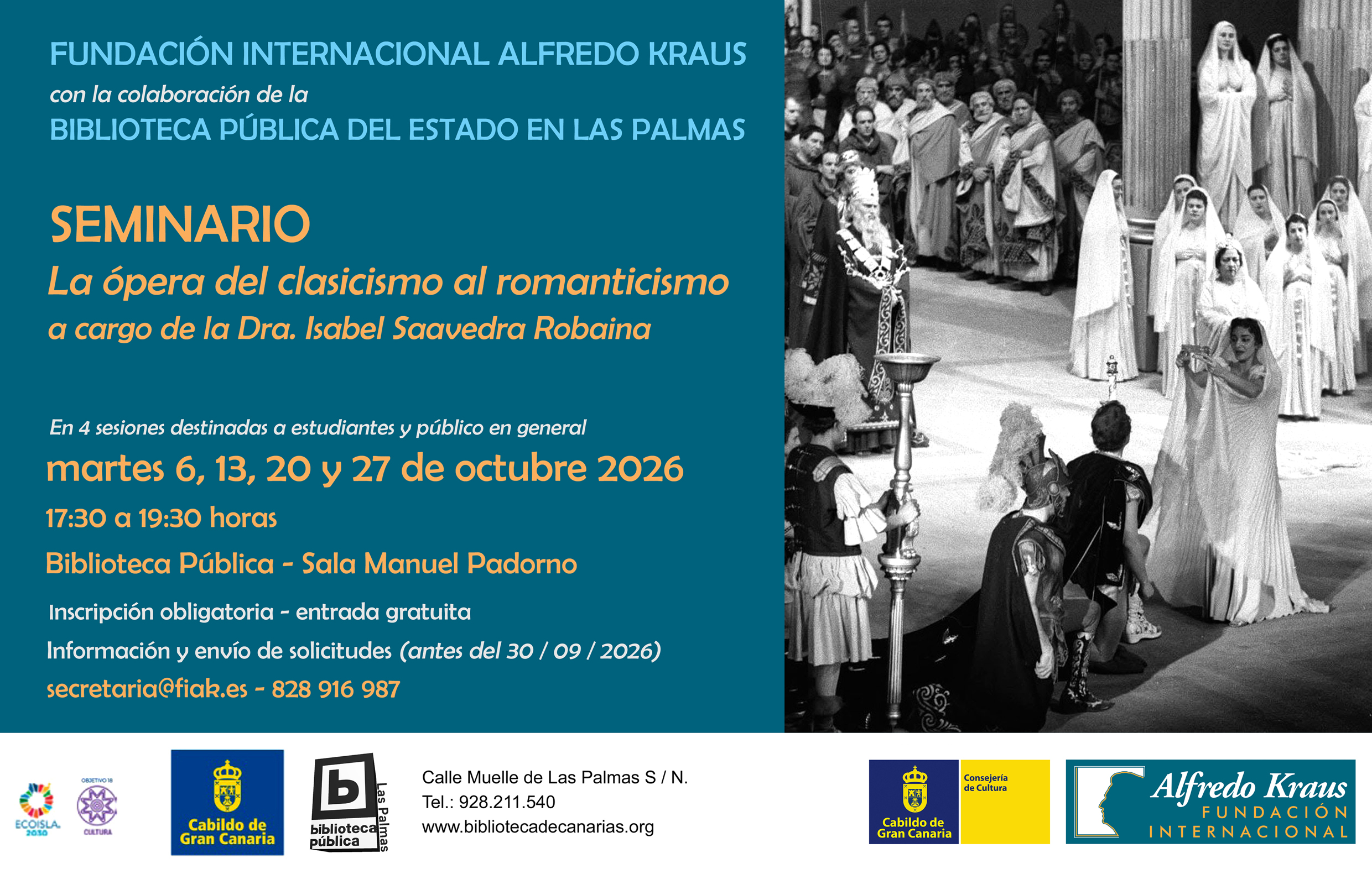 La FIAK promueve el seminario ‘La ópera del clasicismo al romanticismo’, a cargo de Isabel Saavedra Robaina